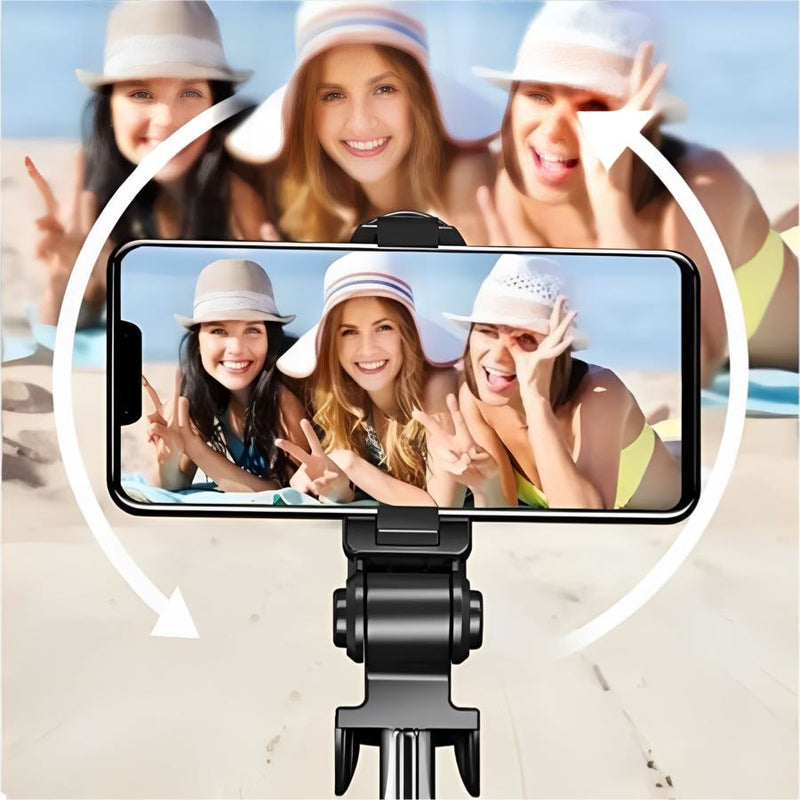 Selfie Speaker Bluetooth com Tripé e Controle Remoto Retrátil – Ideal para Fotos e Vídeos