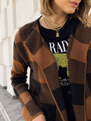 Max Kimono Cardigan Xadrez Onça Tricot Feminina – Tendência da Moda Para Toda Estação!