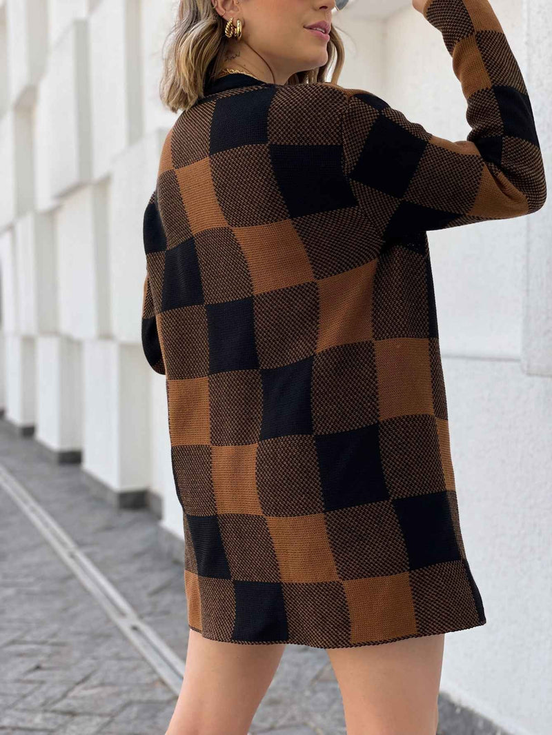 Max Kimono Cardigan Xadrez Onça Tricot Feminina – Tendência da Moda Para Toda Estação!