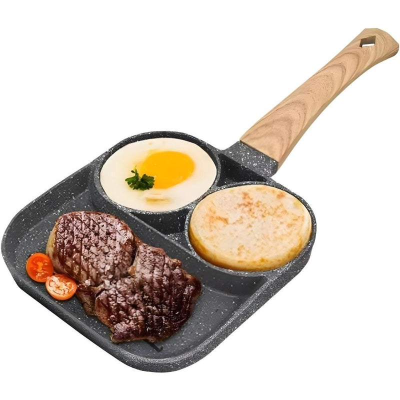 Frigideira Antiaderente 3 Divisórias ? | Prepare Ovos, Bacon e Carnes Sem Misturar | Prática e Fácil de Limpar!
