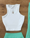 Terno feminino de 3 peças, colete com gola redonda, colete sem mangas e conjunto de mini saia