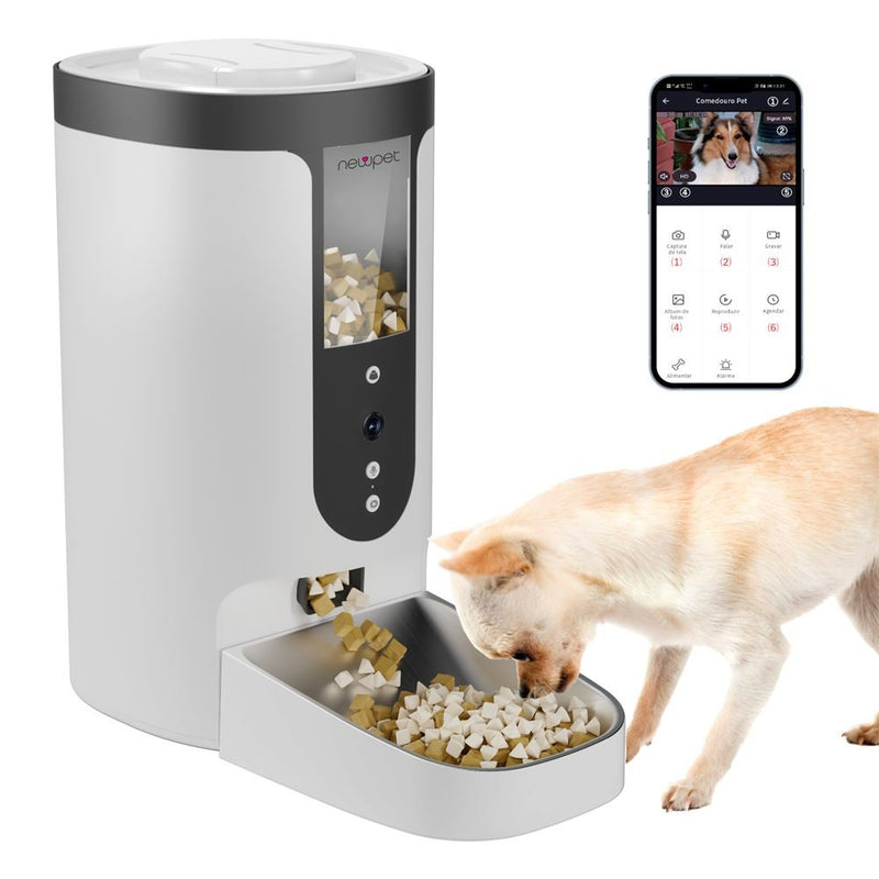 Alimentador Inteligente Pet 4L com Wi-Fi Controle Remoto App Voz Automático Newpet - Cor NP1275