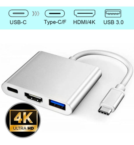 Adaptador Vídeo Tipo-c Para Hdmi Usb 3.0 4k Alta Qualidade