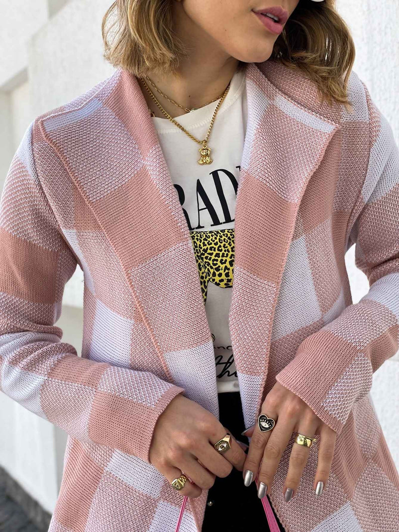 Max Kimono Cardigan Xadrez Onça Tricot Feminina – Tendência da Moda Para Toda Estação!
