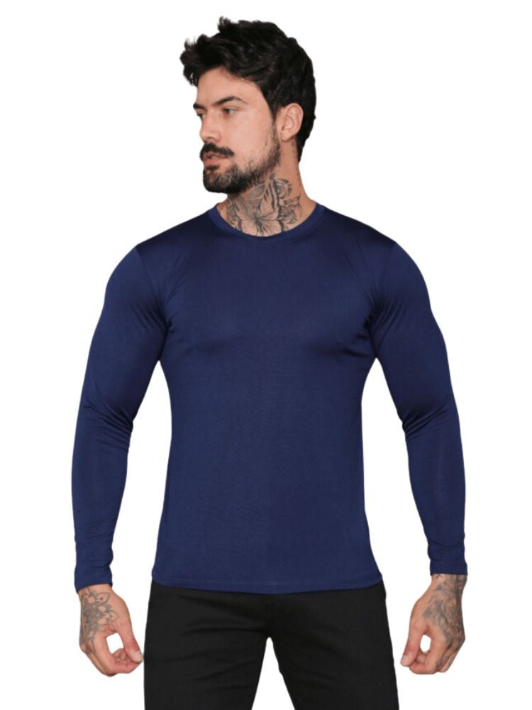 Kit 2 Camisas Térmicas Masculinas Manga Longa UV 50+ Compressão Cores Sortidas