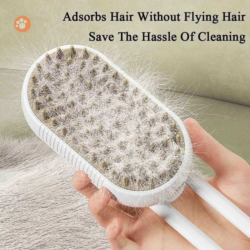 Escova Elétrica a Vapor 3 em 1 Para Gatos e Cães – Remove Pelos, Massageia e Hidrata | Pet Grooming Profissional em Casa