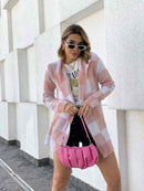 Max Kimono Cardigan Xadrez Onça Tricot Feminina – Tendência da Moda Para Toda Estação!