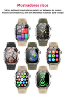 Smartwatch Masculino 2.01" Prata | Chamada Bluetooth, Lanterna, Fitness, Saúde & Estilo | Relógio Esportivo Inteligente