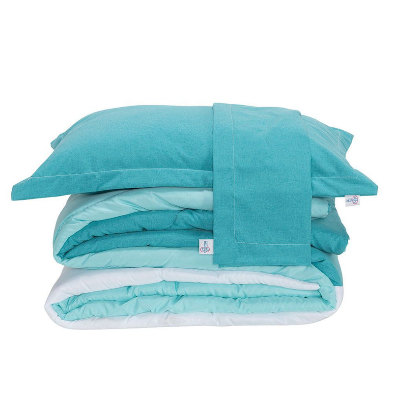 Kit Edredom Queen Linho Colorful Verde | Conforto, Elegância e Estilo para Seu Quarto!