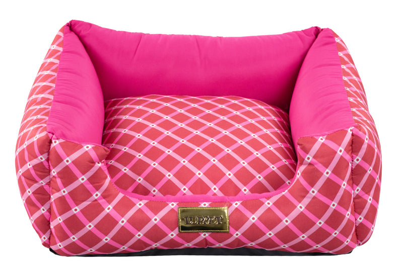 Cama Quadrada para Cachorro ou Gato Luppet Luxo Rosa Geométrico Tamanho: M