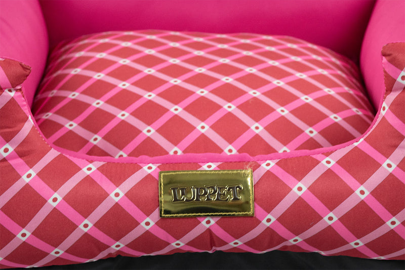 Cama Quadrada para Cachorro ou Gato Luppet Luxo Rosa Geométrico Tamanho: M