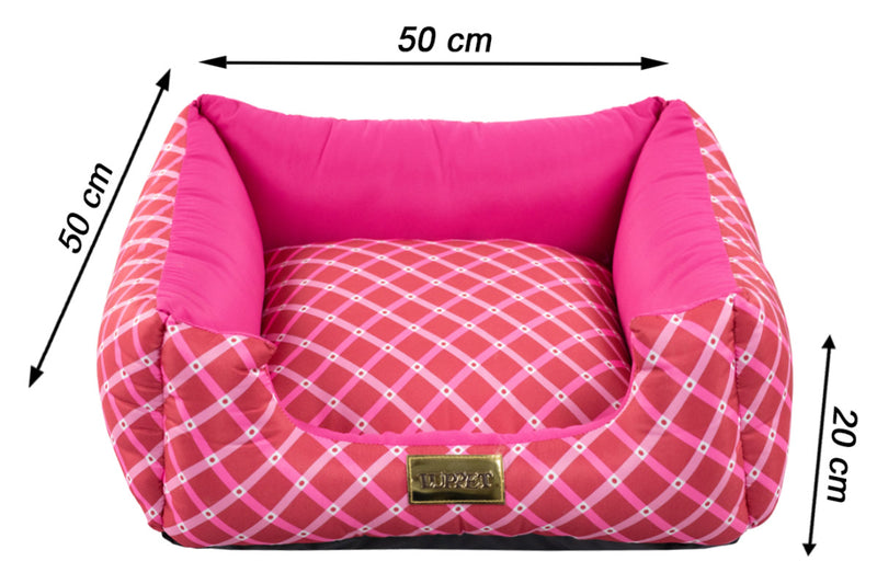 Cama Quadrada para Cachorro ou Gato Luppet Luxo Rosa Geométrico Tamanho: M