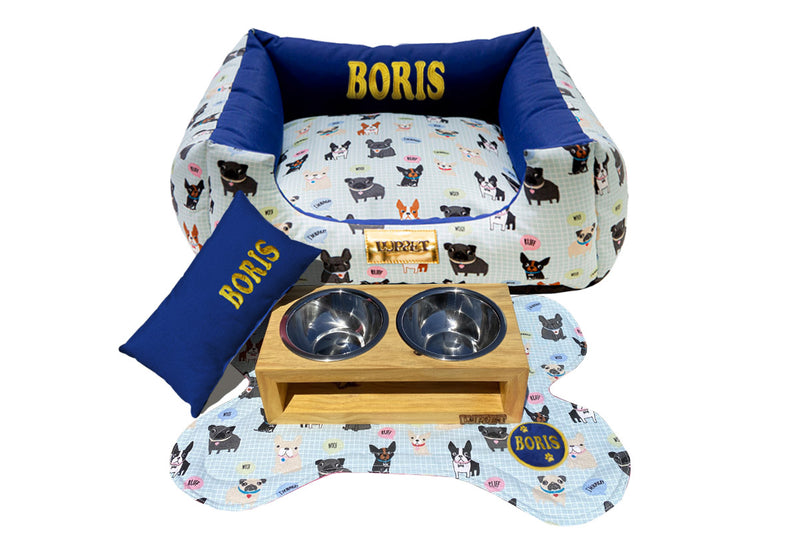 Kit Enxoval Cachorro GG Luppet Azul Impermeável Completo 6 Peças