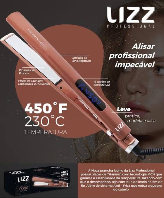 Prancha Chapinha Cabelo Iconic Lizz Professional 230º Bivolt