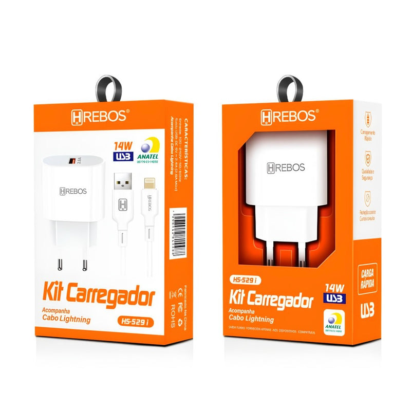 Carregador Completo Turbo 14W Lightning Hrebos HS-529i